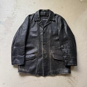 Kenneth Cole Men's XL Dark Brown Buttoned Leather Jacket